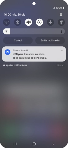Pulsa Toca para otras opciones USB..