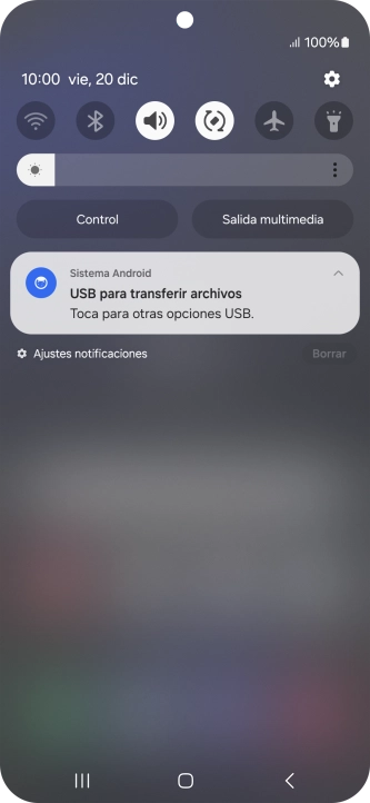 Pulsa Toca para otras opciones USB..