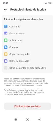 Pulsa Eliminar todos los datos.