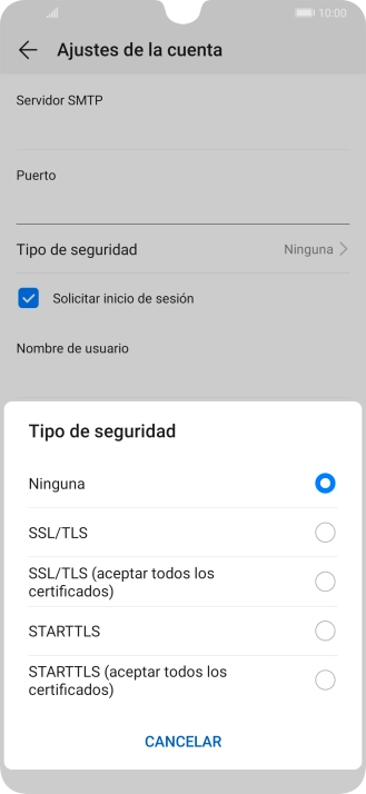 Pulsa Ninguna para desactivar la función.