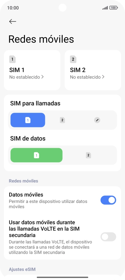Pulsa la SIM de la línea móvil deseada.