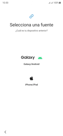 Pulsa el ajuste deseado y sigue las instrucciones de la pantalla para transferir el contenido del otro teléfono.