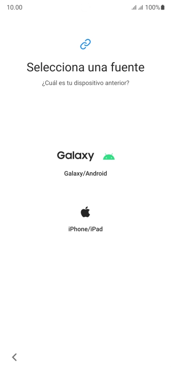 Pulsa el ajuste deseado y sigue las instrucciones de la pantalla para transferir el contenido del otro teléfono.