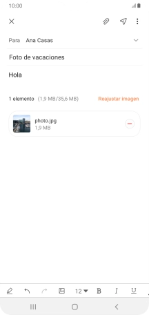 Pulsa el icono de envío cuando termines de escribir el correo electrónico.