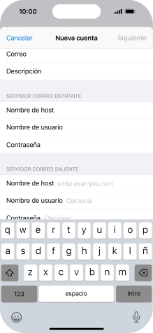 Pulsa Nombre de host e introduce smtp.vodafone.es.