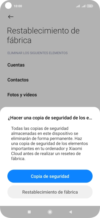Pulsa Restablecimiento de fábrica.