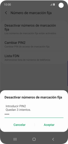 Introduce el código PIN2 y pulsa Aceptar.