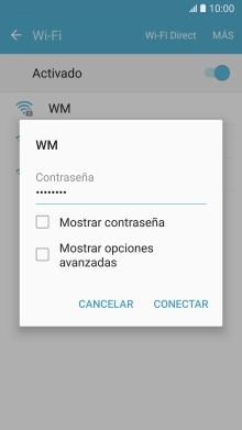 Introduce la contraseña de la red wifi y pulsa CONECTAR.