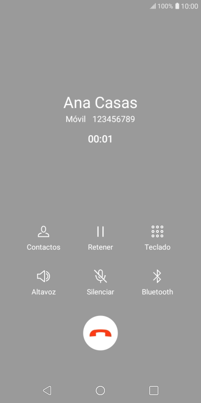 Pulsa el icono de finalizar llamada.