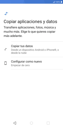 Puedes transferir el contenido de otro teléfono cuando activas tu teléfono por primera vez y cuando lo has restablecido. Cuando aparezca en la pantalla del teléfono esta imagen, ya está listo para la transmisión del contenido del otro teléfono.