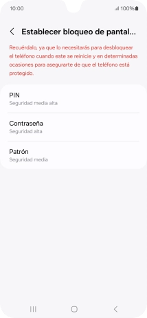 Pulsa el código de seguridad deseado y sigue las indicaciones de la pantalla para crear un código de seguridad del teléfono adicional.