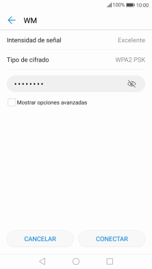 Introduce la contraseña de la red wifi y pulsa CONECTAR.