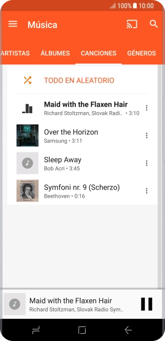 Pulsa el título de la canción en la parte inferior de la pantalla.