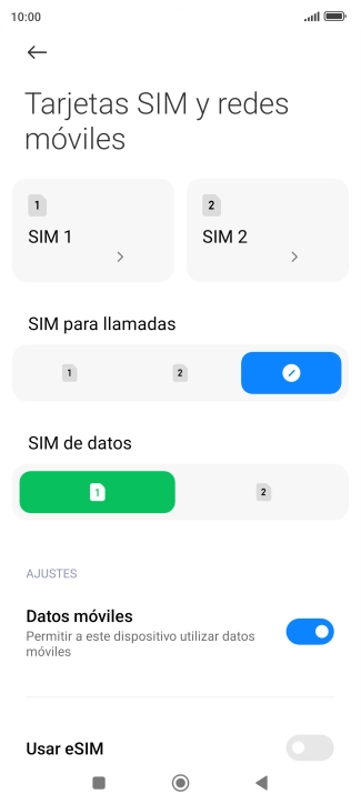 Pulsa la tarjeta SIM deseada.