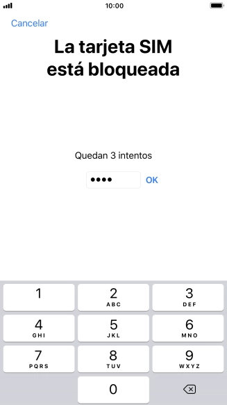 Si es necesario desbloquear la tarjeta SIM, introduce el código PIN y pulsa OK.