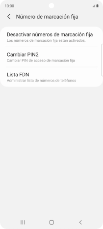 Pulsa Desactivar números de marcación fija.