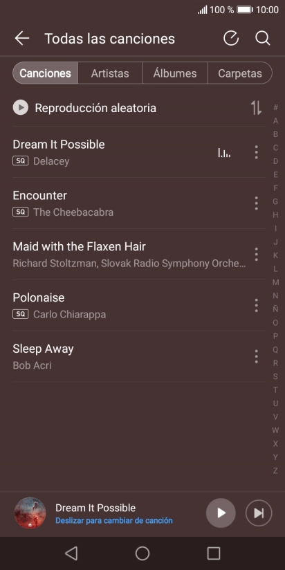 Pulsa el archivo de música deseado.