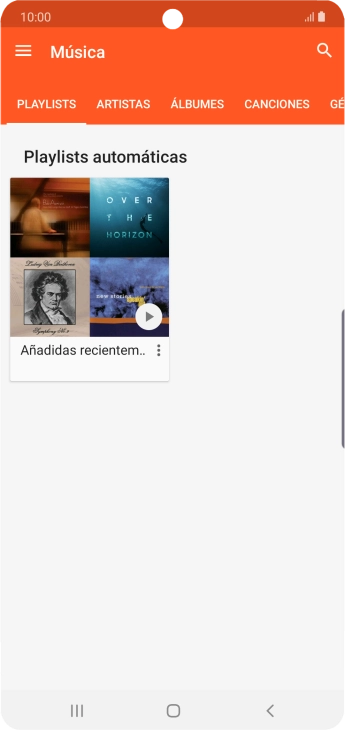 Pulsa una categoría y desplázate al archivo de música deseado.