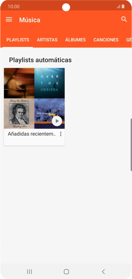 Pulsa una categoría y desplázate al archivo de música deseado.