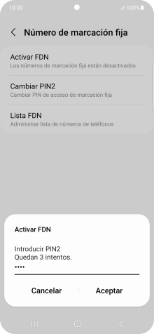Introduce el código PIN2 y pulsa Aceptar.