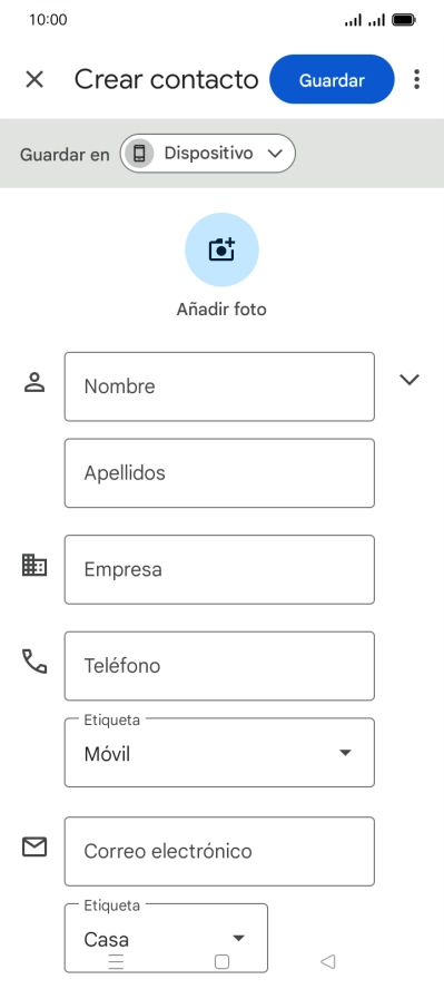 Pulsa Nombre e introduce el nombre deseado.
