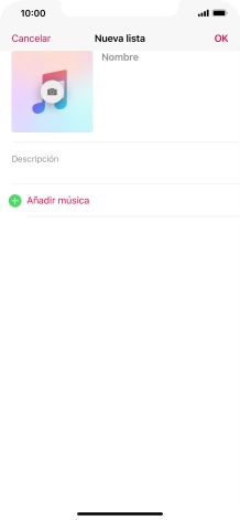 Pulsa en el campo de escritura e introduce el nombre de la lista de reproducción.