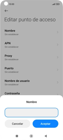 Introduce Vodafone Internet y pulsa Aceptar.