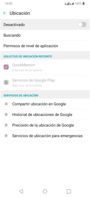 Pulsa el indicador para activar o desactivar la función.