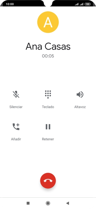 Pulsa el icono de finalizar llamada.