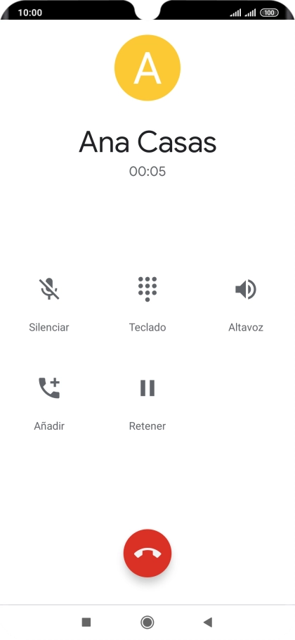 Pulsa el icono de finalizar llamada.