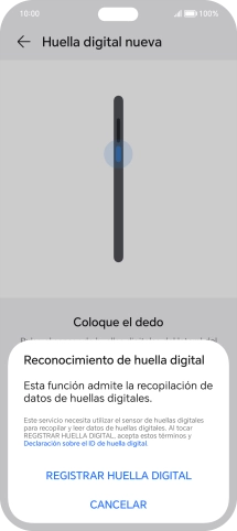 Pulsa REGISTRAR HUELLA DIGITAL.