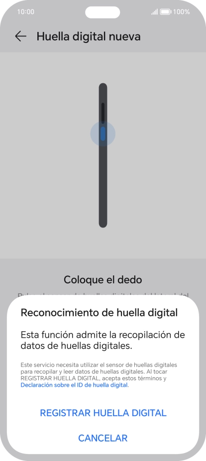 Pulsa REGISTRAR HUELLA DIGITAL.