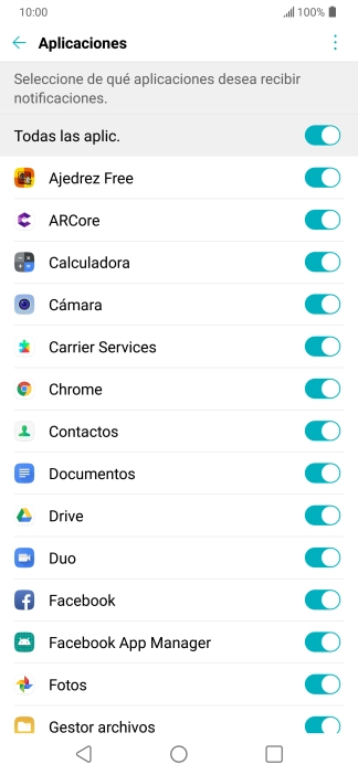 Pulsa el indicador junto a la app deseada para activar o desactivar la función.