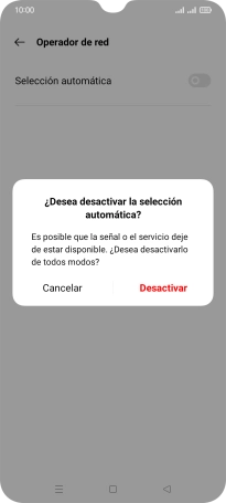 Pulsa Desactivar para desactivar la función y espera mientras el teléfono está buscando redes.
