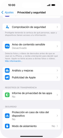 Pulsa Informe de privacidad de las apps.