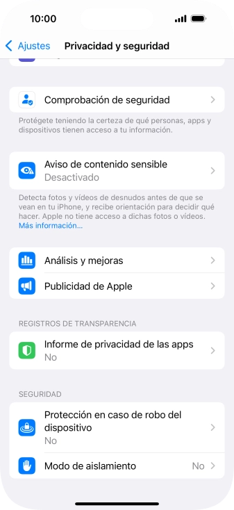 Pulsa Informe de privacidad de las apps.