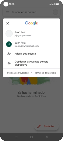 Pulsa la cuenta de correo electrónico deseada.