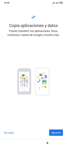 Puedes transferir el contenido de otro teléfono cuando activas tu teléfono por primera vez y cuando lo has restablecido. Cuando aparezca en la pantalla del teléfono esta imagen, ya está listo para la transmisión del contenido del otro teléfono.