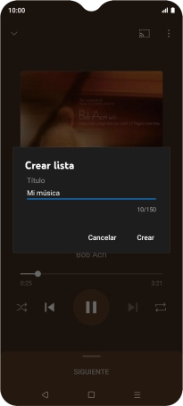 Introduce el nombre deseado de la lista de reproducción y pulsa Crear.