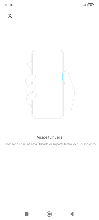 Sigue las indicaciones de la pantalla para crear una huella digital como código de seguridad.