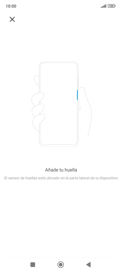 Sigue las indicaciones de la pantalla para crear una huella digital como código de seguridad.
