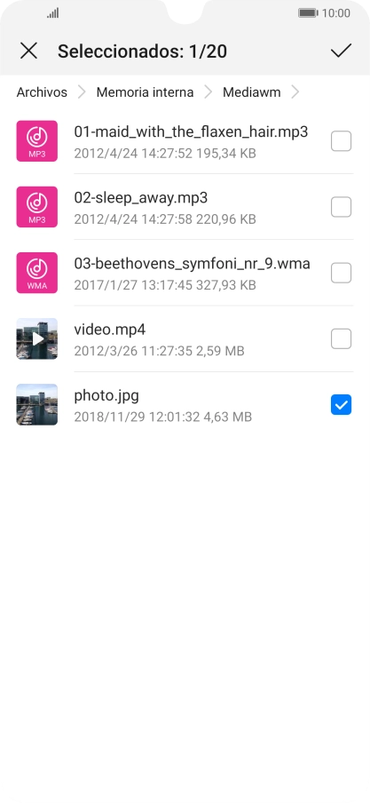 Pulsa el icono de aceptar.