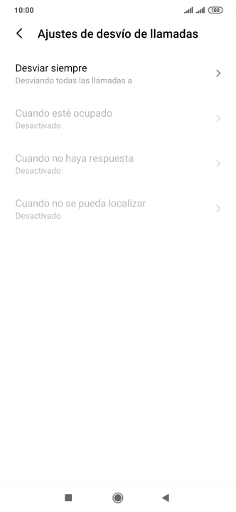 Pulsa el tipo de desvío deseado.