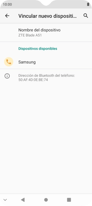 Pulsa el dispositivo Bluetooth deseado y sigue las indicaciones de la pantalla para vincular el dispositivo al teléfono.