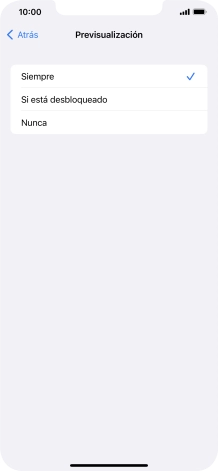 Para seleccionar la vista previa de las notificaciones en la pantalla de bloqueo, pulsa Siempre.