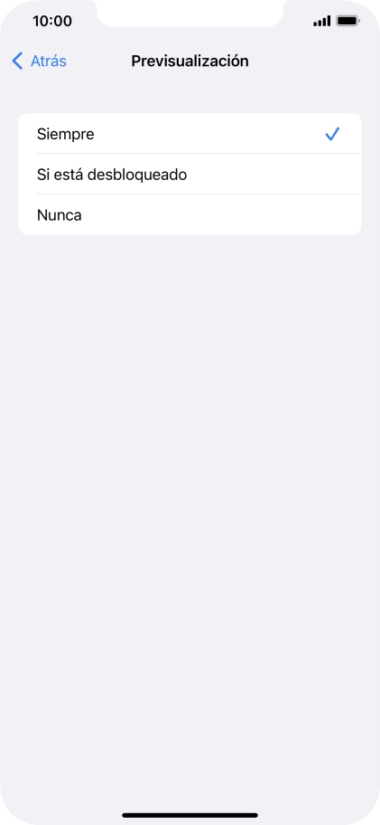 Para seleccionar la vista previa de las notificaciones en la pantalla de bloqueo, pulsa Siempre.