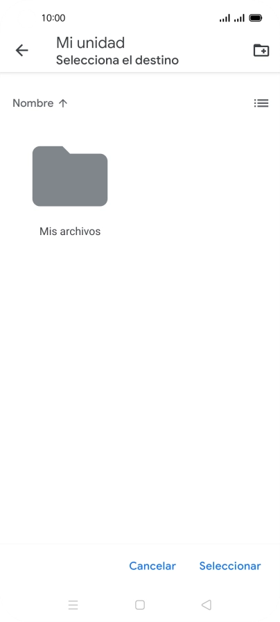 Si deseas crear una nueva carpeta, pulsa el icono de nueva carpeta y sigue las indicaciones de la pantalla para crearla.