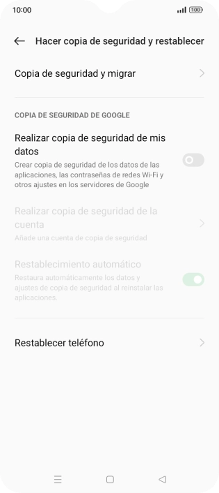 Pulsa Restablecer teléfono.