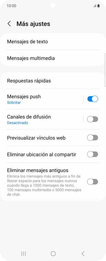 Pulsa Mensajes de texto.