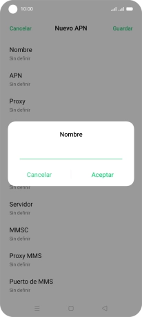 Introduce Vodafone Internet y pulsa Aceptar.